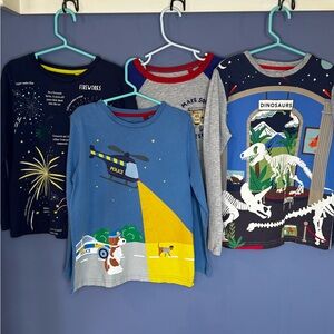 LOT of 4 Themed Kids Long Sleeve Shirts Dinosaur and Helicopter Boden 6-7